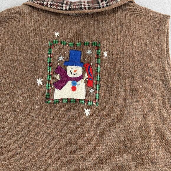 Vintage 90s Snowman Sweater Vest Sz Large Ugly Christmas Knit Retro GrandmaCore - Picture 8 of 13